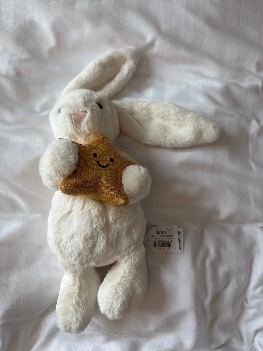 Jellycat Cream Bunny Holding Gold Star Plush